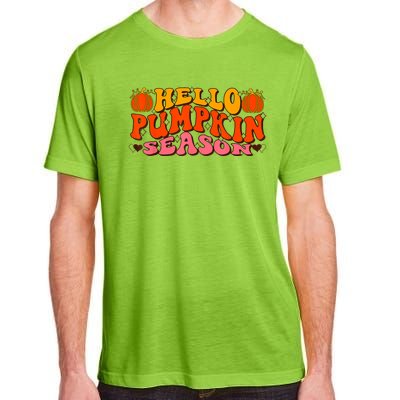 Hello Pumpkin Season Wavy Groovy Thanksgiving Graphic Adult ChromaSoft Performance T-Shirt