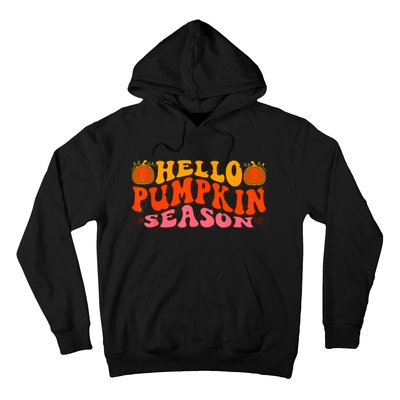 Hello Pumpkin Season Wavy Groovy Thanksgiving Graphic Hoodie