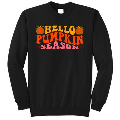 Hello Pumpkin Season Wavy Groovy Thanksgiving Graphic Sweatshirt