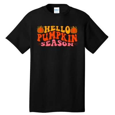 Hello Pumpkin Season Wavy Groovy Thanksgiving Graphic Tall T-Shirt