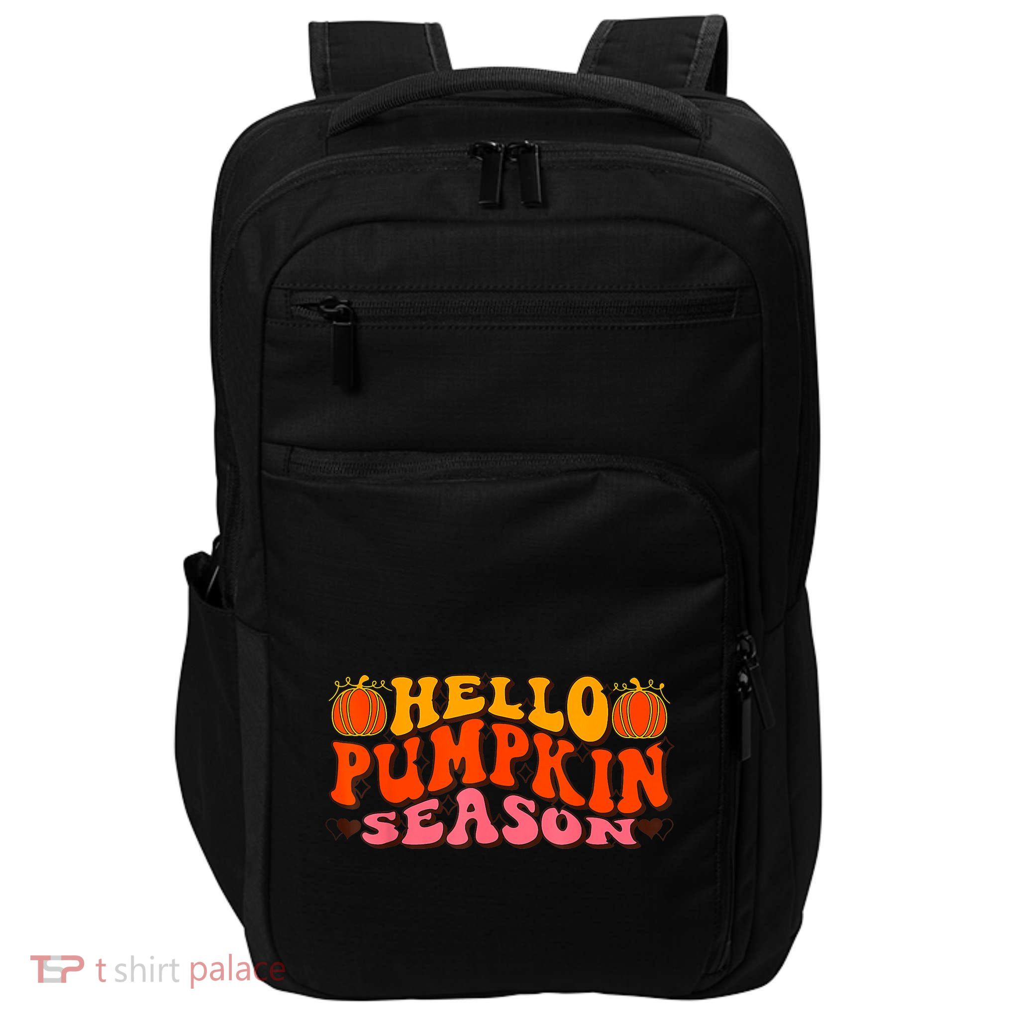Hello Pumpkin Season Wavy Groovy Thanksgiving Graphic Impact Tech Backpack