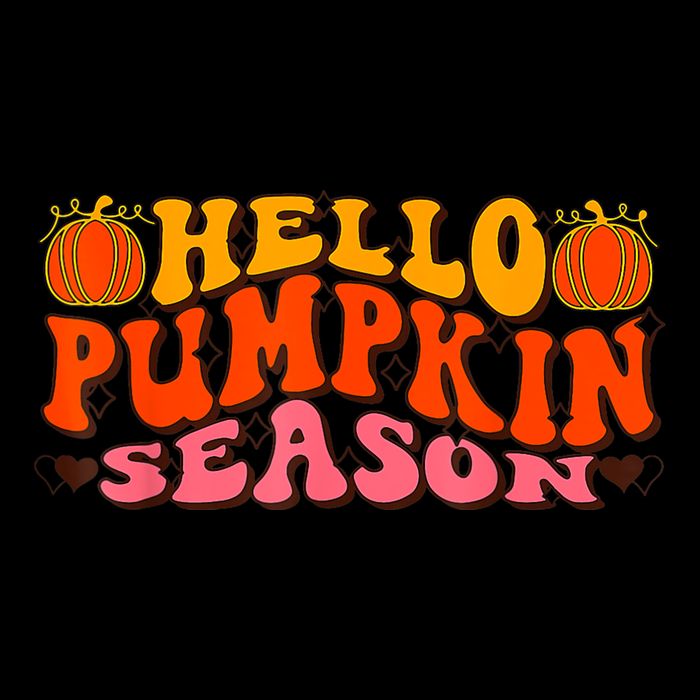 Hello Pumpkin Season Wavy Groovy Thanksgiving Graphic Button