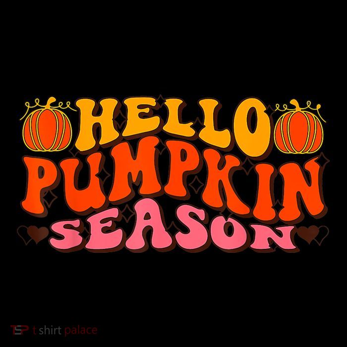 Hello Pumpkin Season Wavy Groovy Thanksgiving Graphic Drawstring Bag