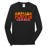 Hello Pumpkin Season Wavy Groovy Thanksgiving Graphic Tall Long Sleeve T-Shirt