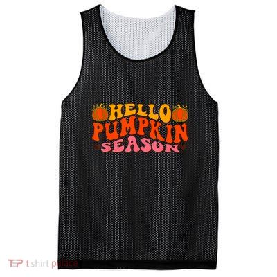 Hello Pumpkin Season Wavy Groovy Thanksgiving Graphic Mesh Reversible Basketball Jersey Tank