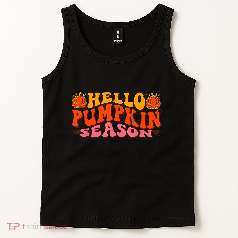 Hello Pumpkin Season Wavy Groovy Thanksgiving Graphic Tank Top