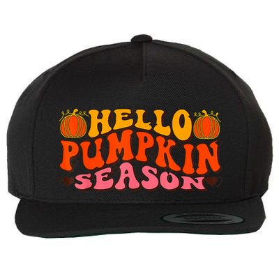 Hello Pumpkin Season Wavy Groovy Thanksgiving Graphic Wool Snapback Cap