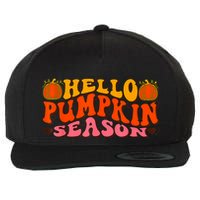 Hello Pumpkin Season Wavy Groovy Thanksgiving Graphic Wool Snapback Cap
