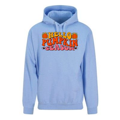 Hello Pumpkin Season Wavy Groovy Thanksgiving Graphic Unisex Surf Hoodie