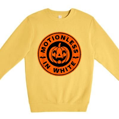 Halloween Pumpkin Scary Funny Motionlesses In White Premium Crewneck Sweatshirt