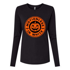 Halloween Pumpkin Scary Funny Motionlesses In White Womens Cotton Relaxed Long Sleeve T-Shirt