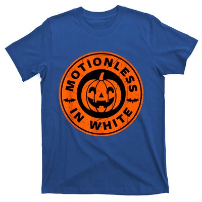 Halloween Pumpkin Scary Funny Motionlesses In White T-Shirt