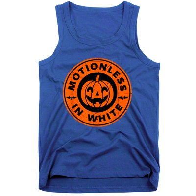 Halloween Pumpkin Scary Funny Motionlesses In White Tank Top