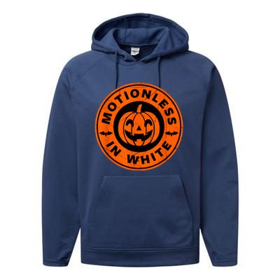 Halloween Pumpkin Scary Funny Motionlesses In White Performance Fleece Hoodie