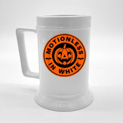 Halloween Pumpkin Scary Funny Motionlesses In White Beer Stein