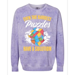 Hardest Puzzles Speed Cubing Math Cuber Puzzle Cube Great Gift Colorblast Crewneck Sweatshirt