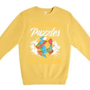 Hardest Puzzles Speed Cubing Math Cuber Puzzle Cube Great Gift Premium Crewneck Sweatshirt