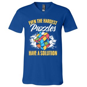 Hardest Puzzles Speed Cubing Math Cuber Puzzle Cube Great Gift V-Neck T-Shirt