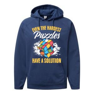 Hardest Puzzles Speed Cubing Math Cuber Puzzle Cube Great Gift Performance Fleece Hoodie