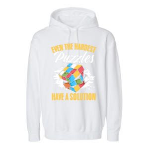 Hardest Puzzles Speed Cubing Math Cuber Puzzle Cube Great Gift Garment-Dyed Fleece Hoodie