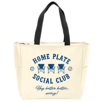 Home Plate Social Club Hey Batter Batter Swing Baseball Zip Tote Bag