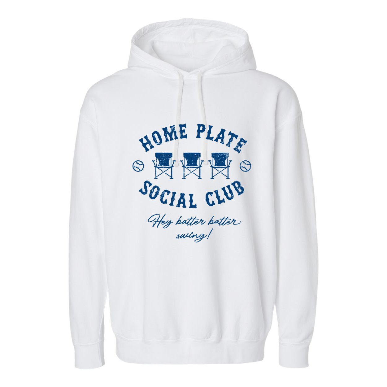 Home Plate Social Club Hey Batter Batter Swing Baseball Garment-Dyed Fleece Hoodie