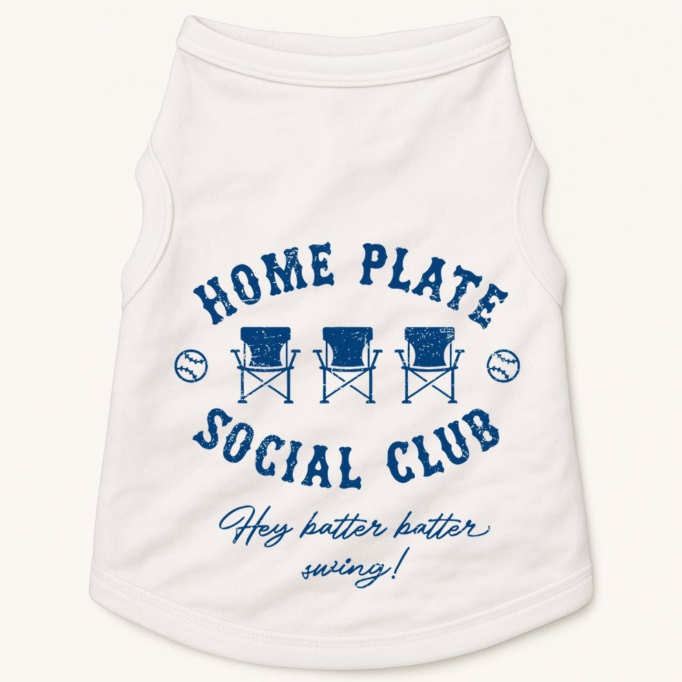 Home Plate Social Club Hey Batter Batter Swing Baseball Doggie Tank