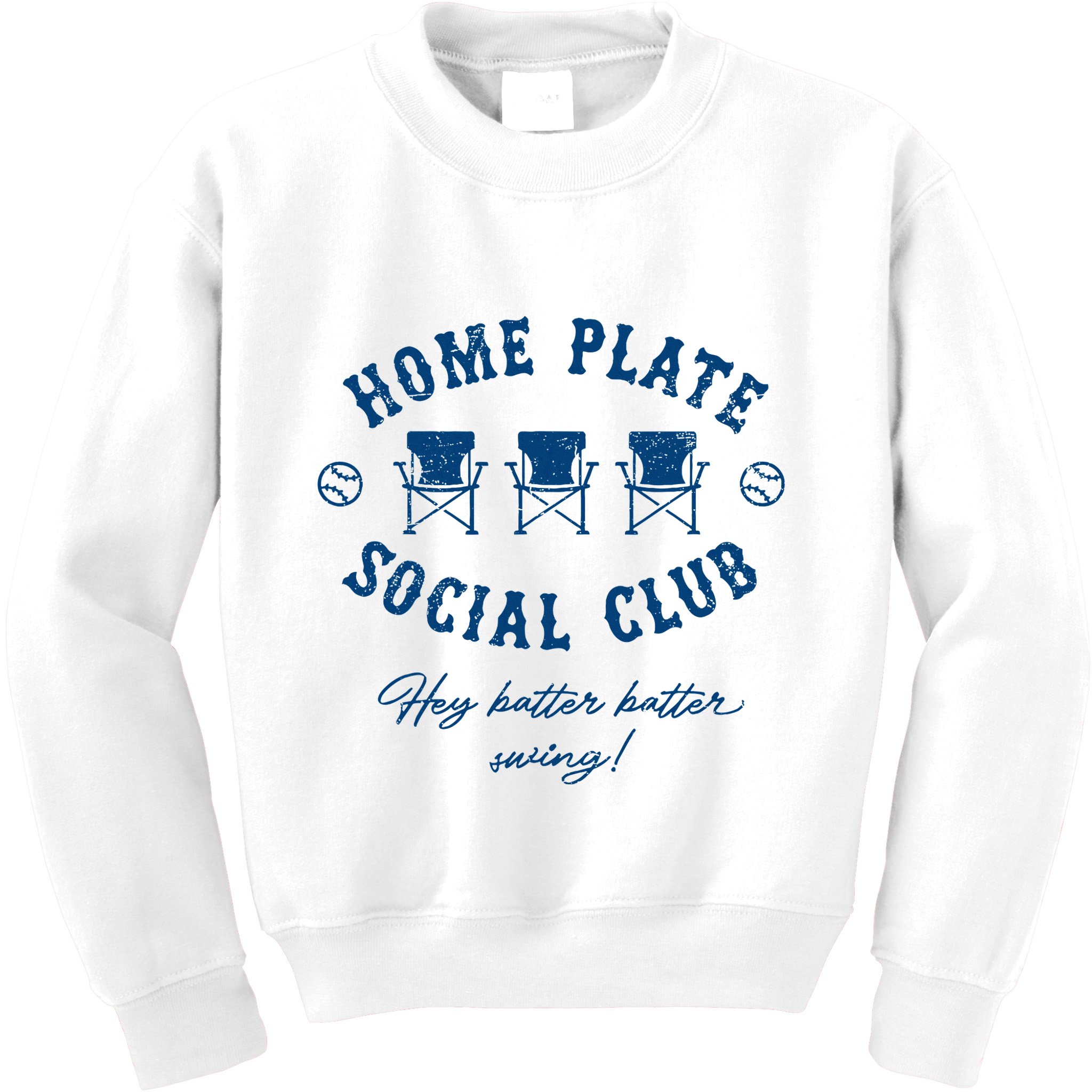 Home Plate Social Club Hey Batter Batter Swing Baseball Kids Sweatshirt