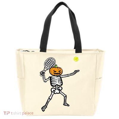 Halloween Pumpkin Skeleton Tennis Costume Zip Tote Bag
