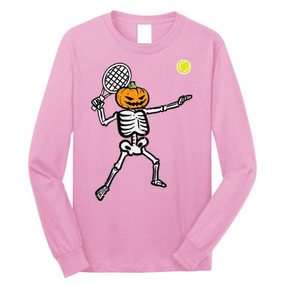 Halloween Pumpkin Skeleton Tennis Costume Long Sleeve Shirt