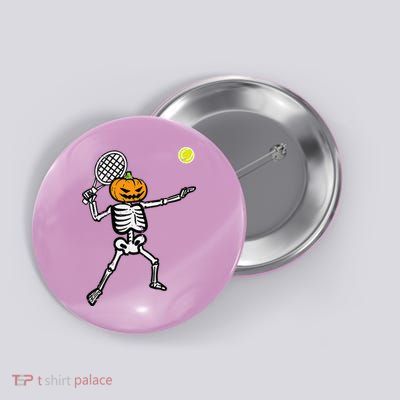 Halloween Pumpkin Skeleton Tennis Costume Button