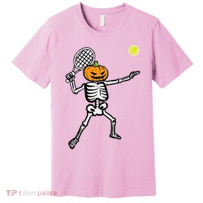 Halloween Pumpkin Skeleton Tennis Costume Premium T-Shirt