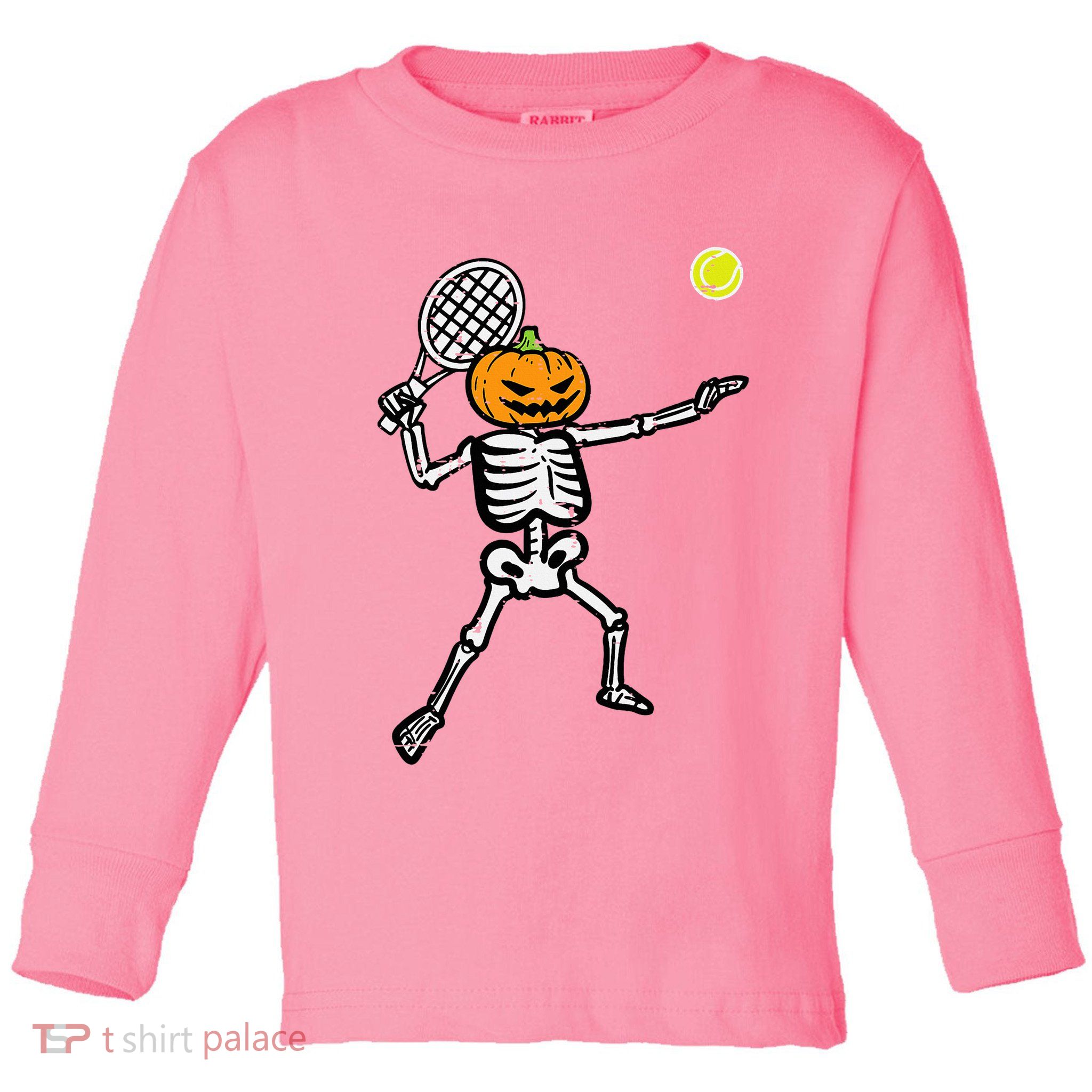 Halloween Pumpkin Skeleton Tennis Costume Toddler Long Sleeve Shirt
