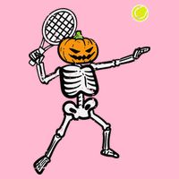 Halloween Pumpkin Skeleton Tennis Costume Womens T-Shirt