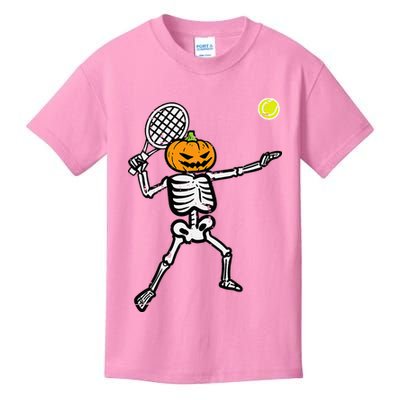 Halloween Pumpkin Skeleton Tennis Costume Kids T-Shirt