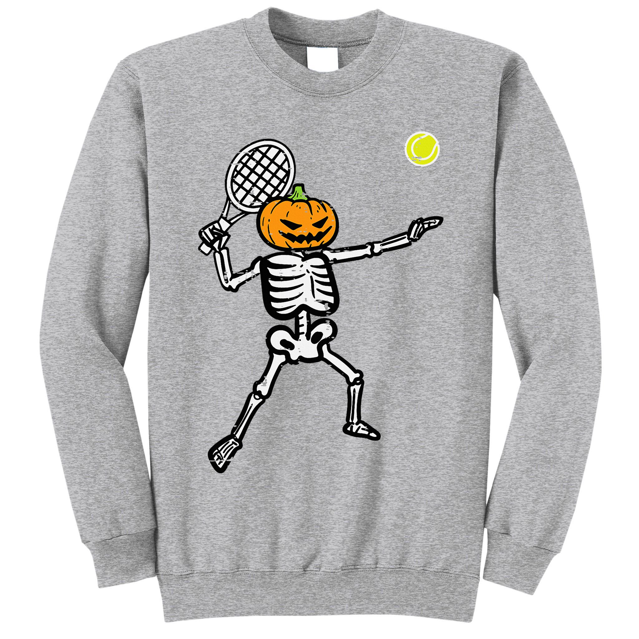Halloween Pumpkin Skeleton Tennis Costume Tall Sweatshirt