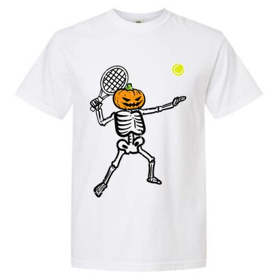 Halloween Pumpkin Skeleton Tennis Costume Garment-Dyed Heavyweight T-Shirt