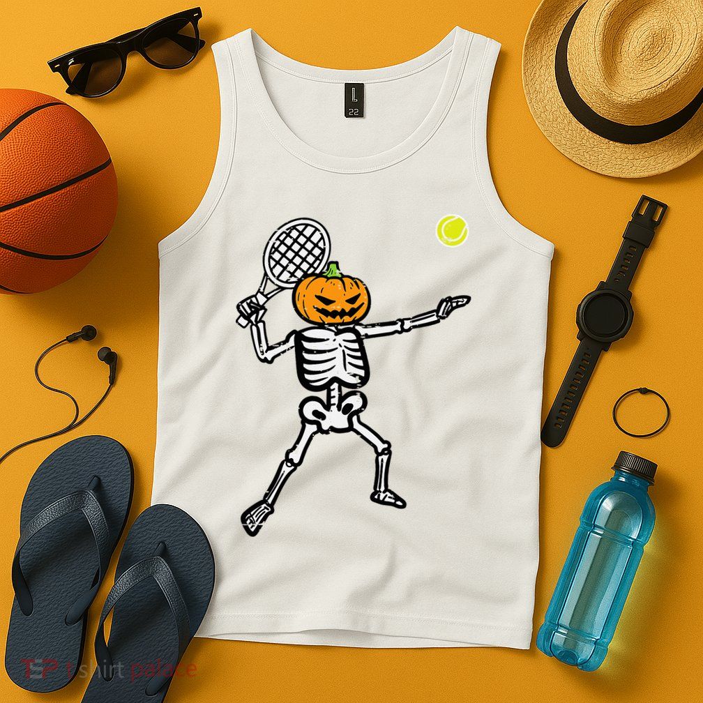 Halloween Pumpkin Skeleton Tennis Costume Tank Top