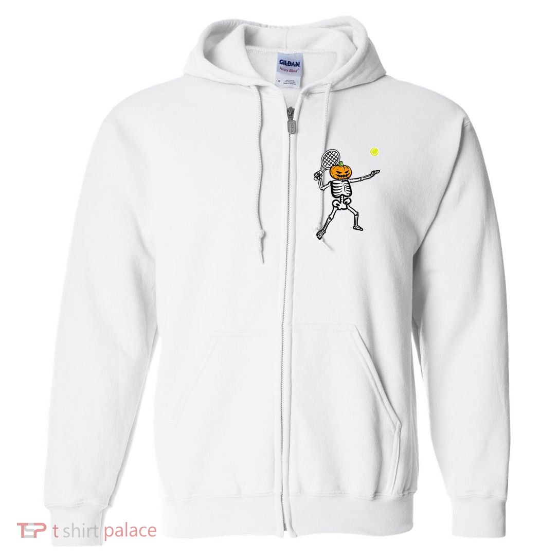 Halloween Pumpkin Skeleton Tennis Costume Full Zip Hoodie