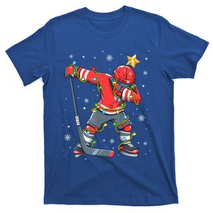 Hockey Player Santa Hat Christmas Lights Funny Xmas Meaningful Gift T-Shirt