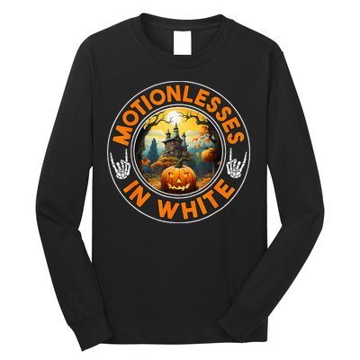 Halloween Pumpkin Scary Funny Motionlesses In White Long Sleeve Shirt