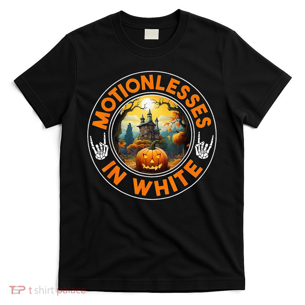 Halloween Pumpkin Scary Funny Motionlesses In White T-Shirt