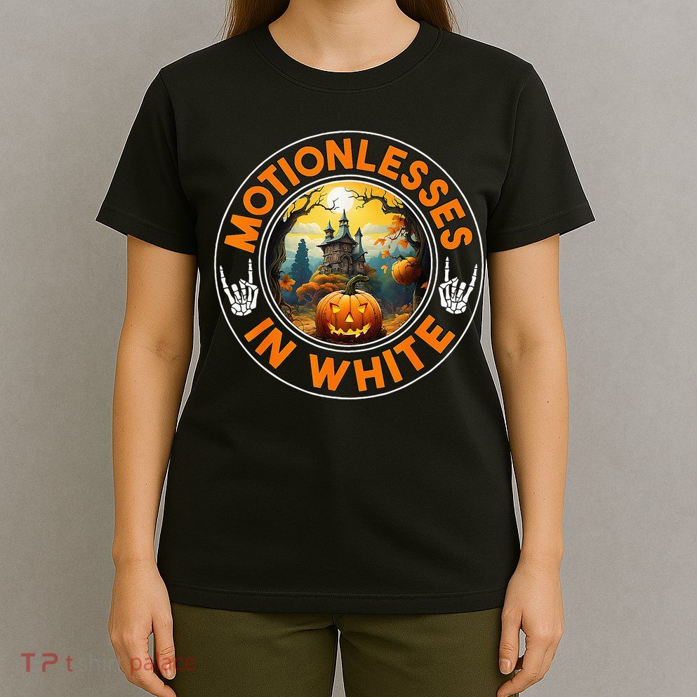 Halloween Pumpkin Scary Funny Motionlesses In White T-Shirt