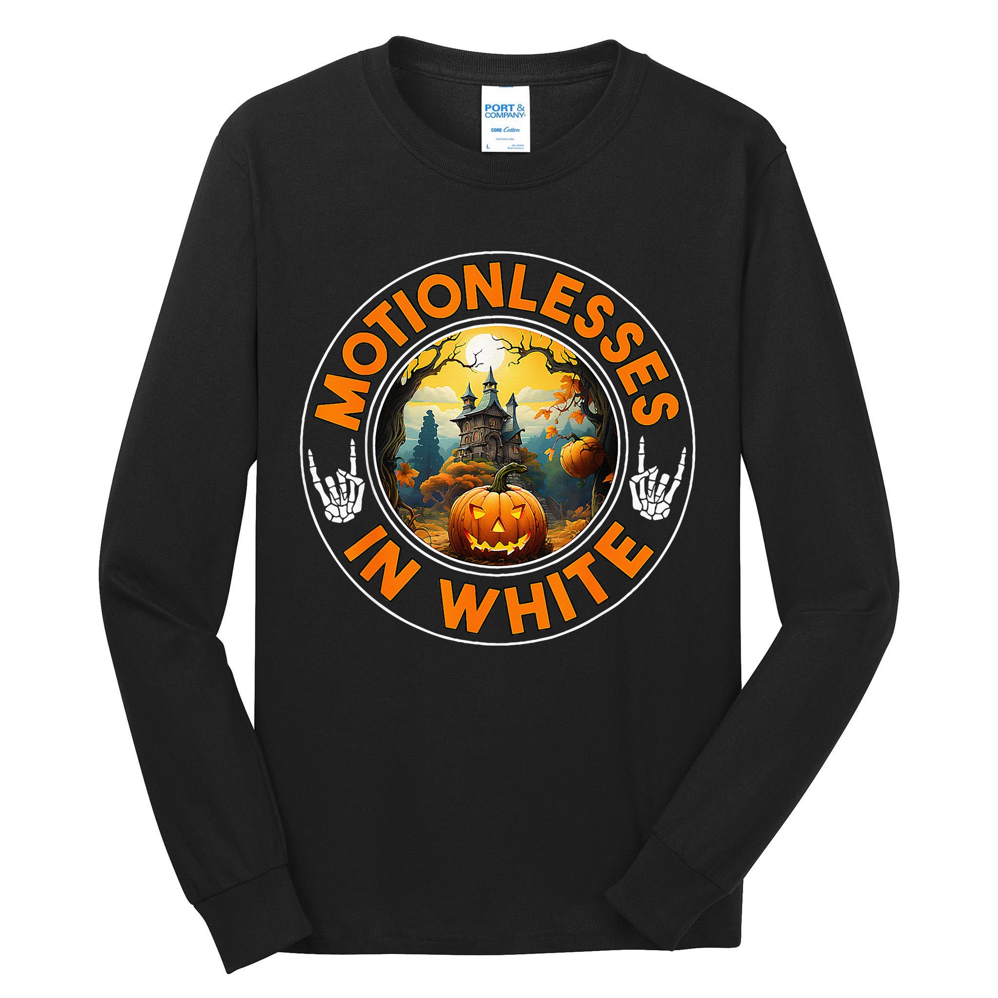 Halloween Pumpkin Scary Funny Motionlesses In White Tall Long Sleeve T-Shirt