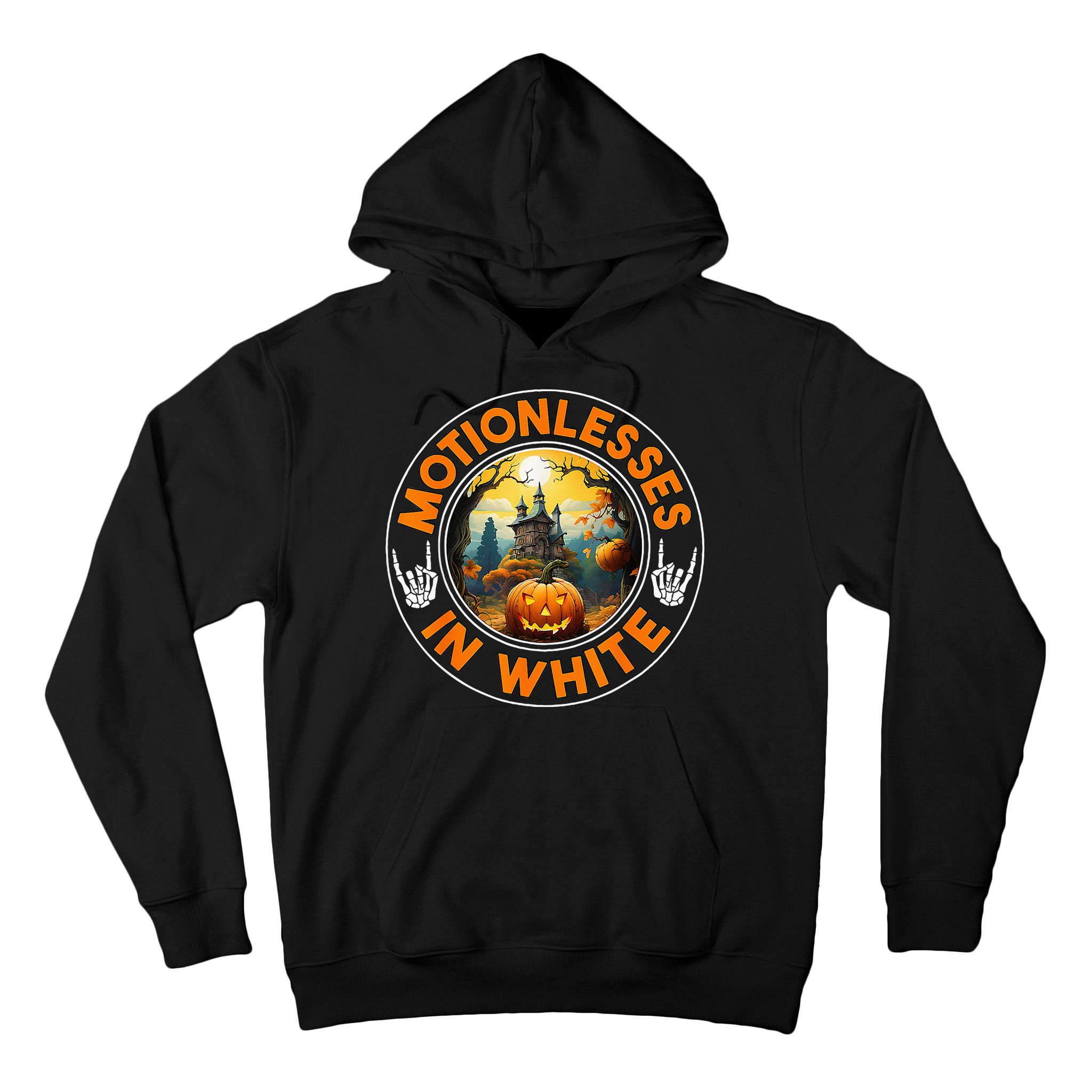 Halloween Pumpkin Scary Funny Motionlesses In White Tall Hoodie
