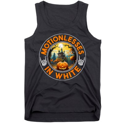 Halloween Pumpkin Scary Funny Motionlesses In White Tank Top