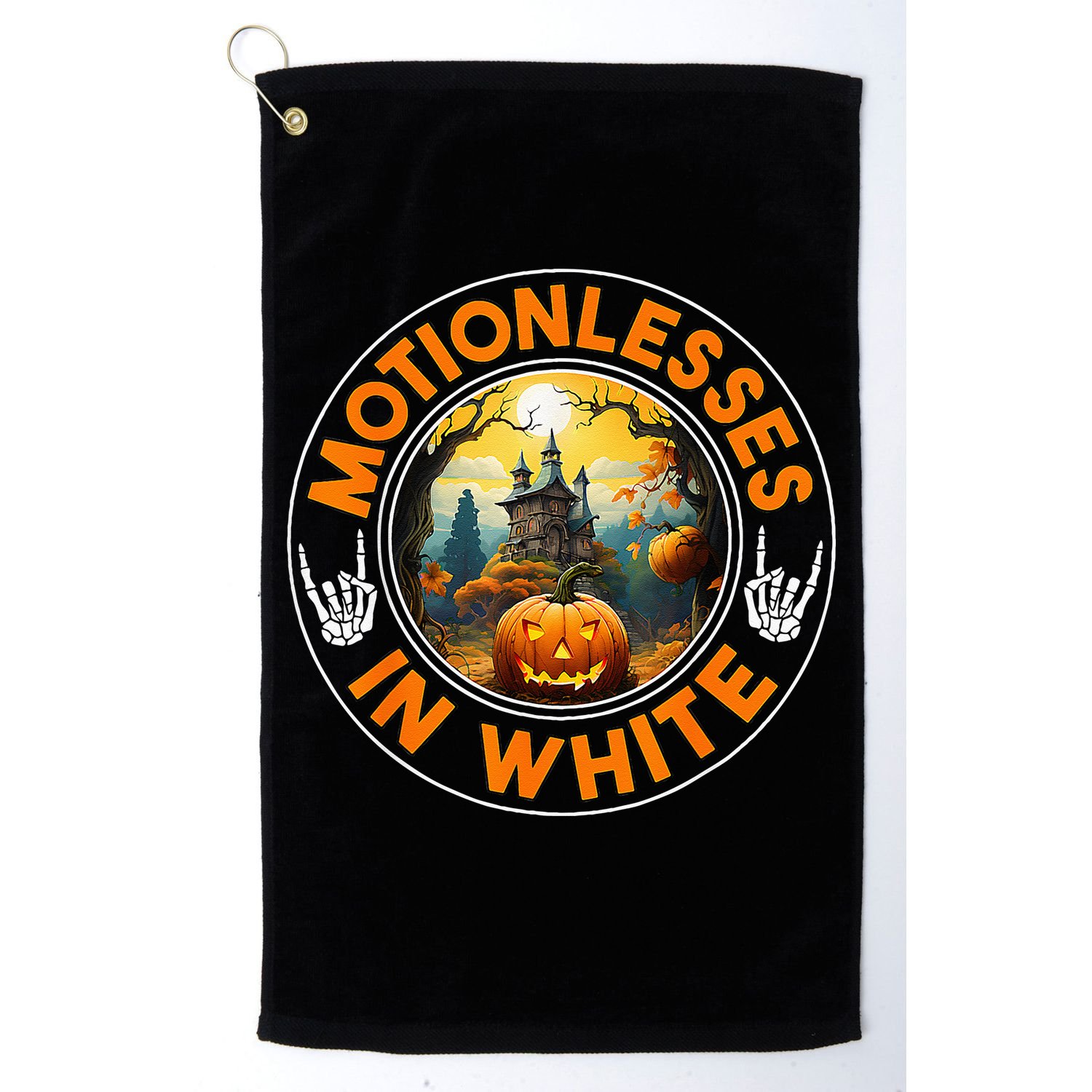 Halloween Pumpkin Scary Funny Motionlesses In White Golf Towel