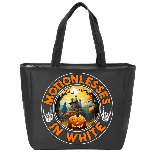 Halloween Pumpkin Scary Funny Motionlesses In White Zip Tote Bag