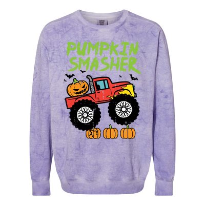 Halloween Pumpkin Smasher Monster Truck Costume Gift Colorblast Crewneck Sweatshirt