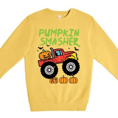 Halloween Pumpkin Smasher Monster Truck Costume Gift Premium Crewneck Sweatshirt